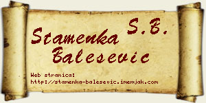 Stamenka Balešević vizit kartica